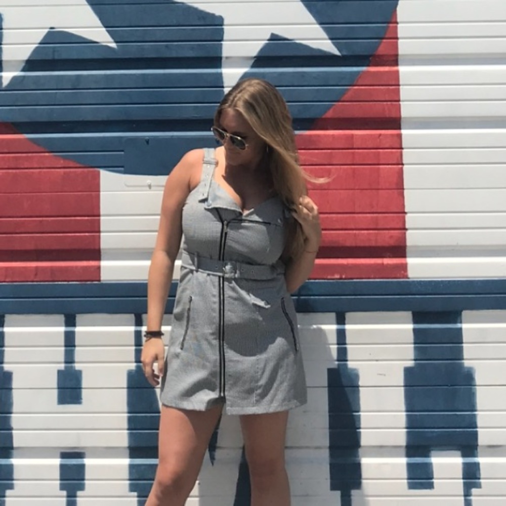 Gingham zip front dress